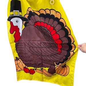 Thanksgiving Turkey Nylon Garden Flag Large 28 in x 42 in Rod Pocket Grommet